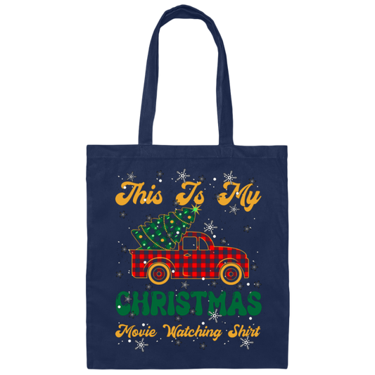 This Is My Christmas Movie Watching, Merry Christmas, Trendy Christmas Canvas Tote Bag