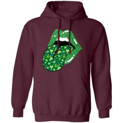 Patrick Lips, Patrick Glitter, St. Patrick_s Day, Patrick Leaves Pullover Hoodie