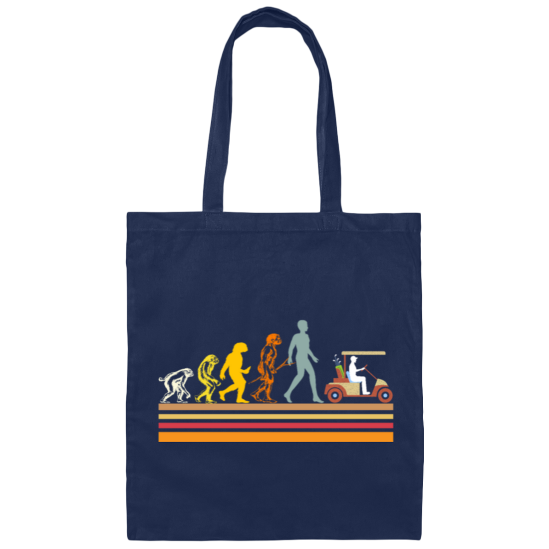 Retro Golf Evolution, Funny Gift For Dad Golf Cart Canvas Tote Bag