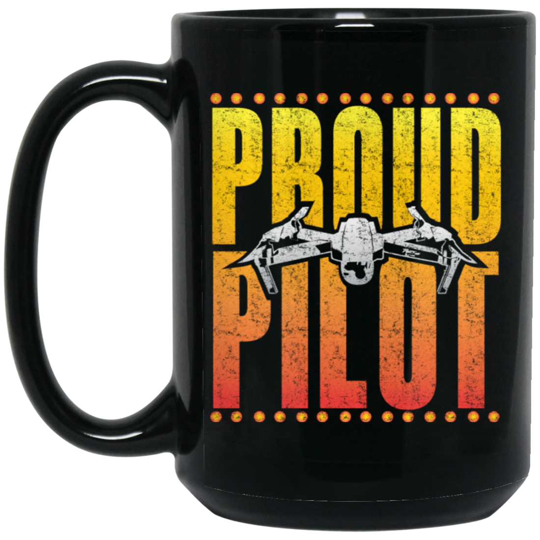 Drone Pilot, Flight Multicopter, Proud Of Pilot, Retro Airplane Love Gift Black Mug