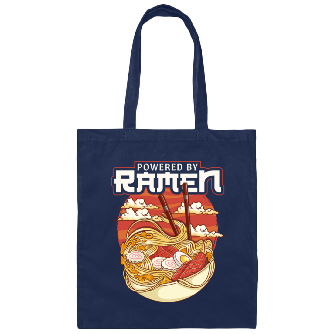 Cute Japanese Noodle Gift, Funny Anime Gift, Kawaii Powered By Ramen Canvas Tote Bag