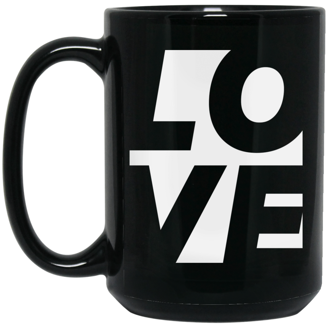Couple Gift, Love Silhouette, Love Text, Valentine Love Black Mug