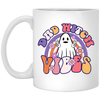 Dad Witch Vibes, Ghost Halloween, Groovy Halloween White Mug