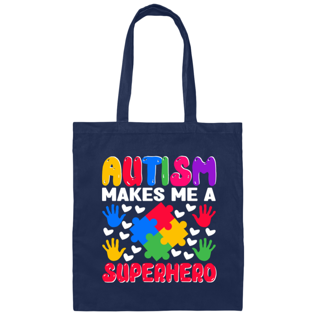 Autism Makes Me A Superhero, Nursery Design, Puzzle Canvas Tote Bag