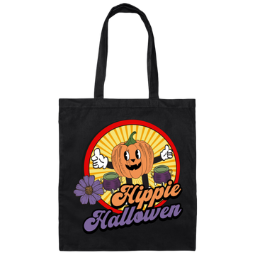 Hippie Halloween, Groovy Halloween, Groovy Pumkpin Canvas Tote Bag