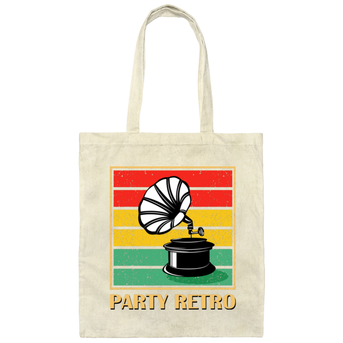 Retro Grammophone, Party Retro, Retro Music Canvas Tote Bag