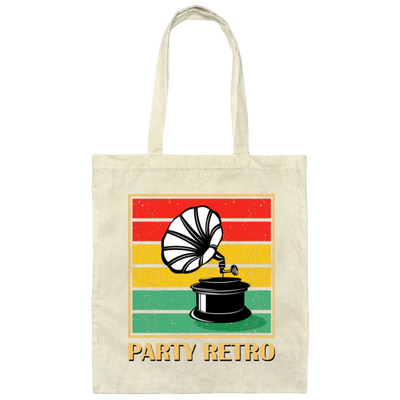 Retro Grammophone, Party Retro, Retro Music Canvas Tote Bag