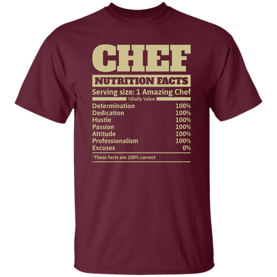 Chef Nutrition Facts, Serving Size For 1 Amazing Chef Unisex T-Shirt