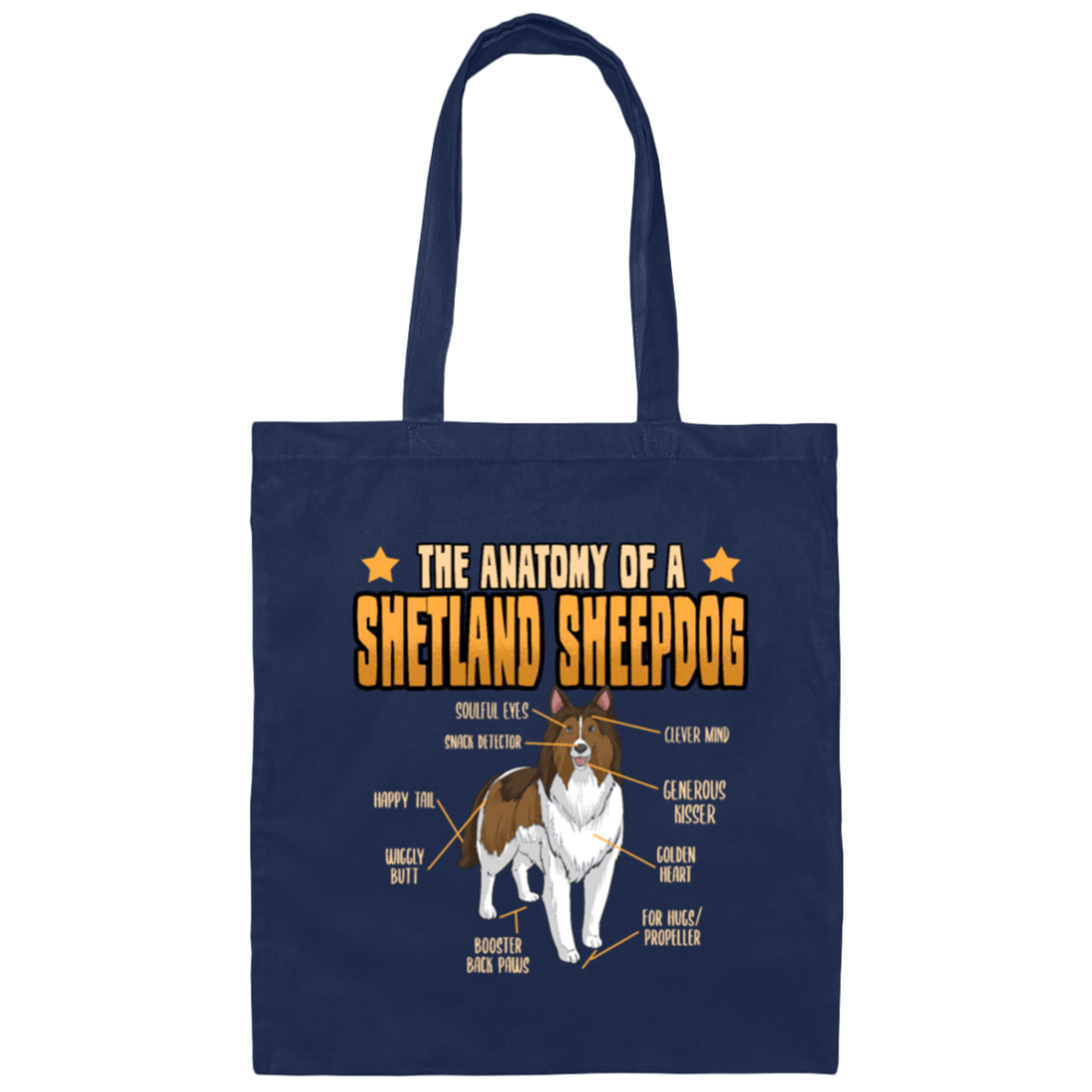 Funny Dog Shetland Sheepdog Lover Anatomy Gift Canvas Tote Bag
