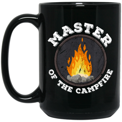 Master Of The Campfire, Camping Lover, Love Campfire, Retro Style Black Mug