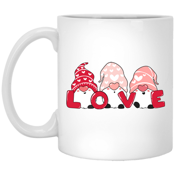 Cute Gnome, Set Of 3 Gnome, Love Gnome, My Love, Valentine's Day, Trendy Valentine White Mug