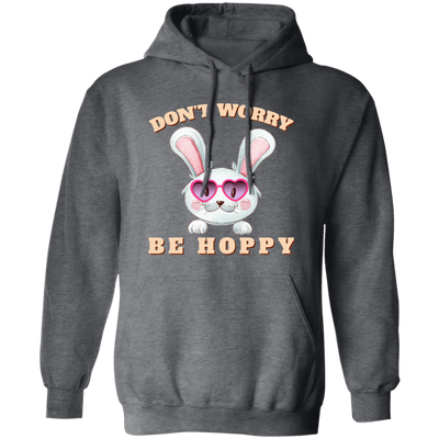 Don't Worry, Be Hoppy, Rabbit Wear Heart Glasses Pullover Hoodie