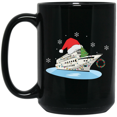 Shipping Cruise, Cruise Xmas, Love Cruise, Xmas Hat, Merry Christmas, Trendy Christmas Black Mug