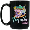 Tequila Day, Tequila In Skull Glass, Happy Tequila Black Mug