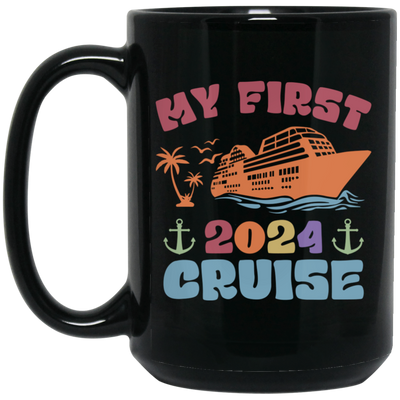 My First 2024 Cruise, Love Boat, Retro Cruise, 2024 Cruise Black Mug