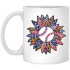 American Baseball, Sunflower Baseball, Leopard Sunflower-1 White Mug