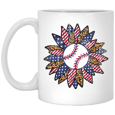 American Baseball, Sunflower Baseball, Leopard Sunflower-1 White Mug
