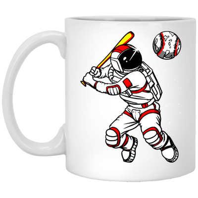 Astronaut Play Baseball In Spaces, Love Baseball, Sporty Astronaut White Mug