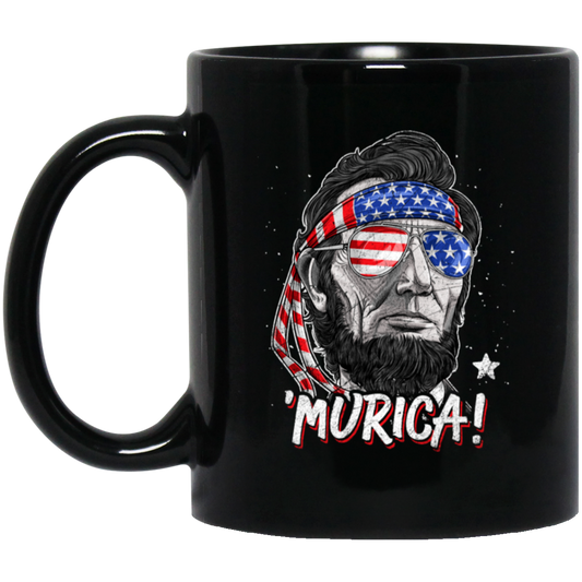 America Flag, Abe Lincoln, 4th of July, Love American Gift, Best Of July Black Mug