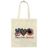 Peace Love American, Sunflower American, Leopard Pattern Canvas Tote Bag