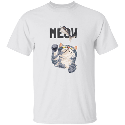 Cute Meow, Cute Stupid Cat, Cat Catch Fishing Rod Unisex T-Shirt