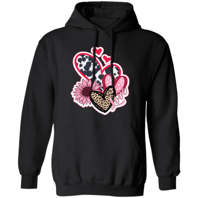 Love Heart, Valentine Heart, Pink Heart, Pink Sunflower, Leopard Heart Pullover Hoodie