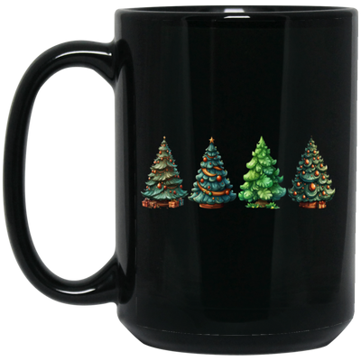 Xmas Tree, Set Of Christmas Trees, Four Xmas Trees, Merry Christmas, Trendy Chrismas Black Mug