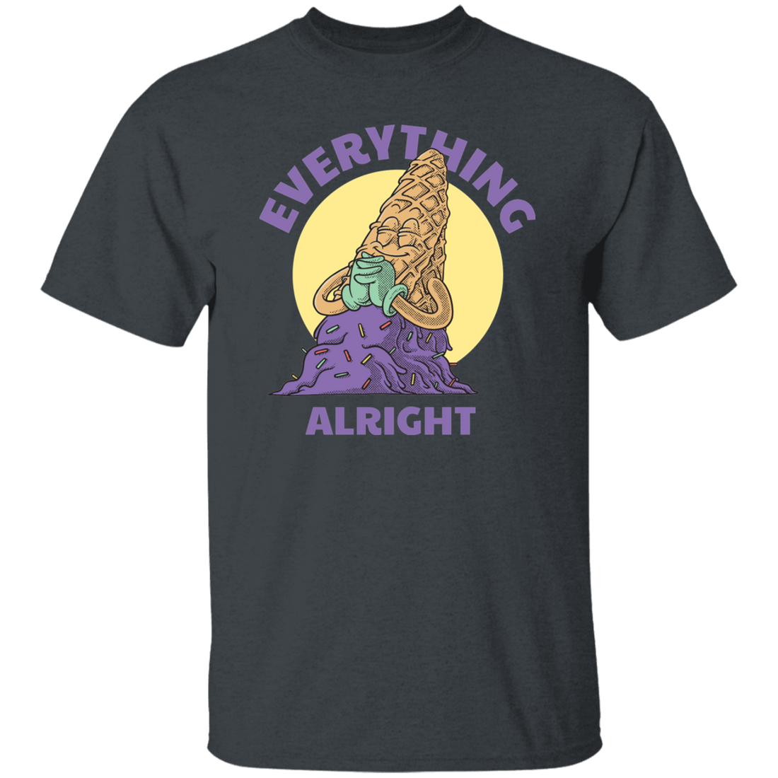 Everything Is Alright, Cartoon Smiling Spilled Ice Cream Unisex T-Shirt
