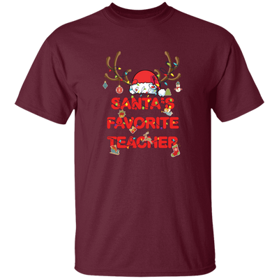 Santa Favorite Teacher, Santa Teacher, Funny Santa, Deer Santa Unisex T-Shirt