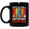 Retro Guitar Gift, Life Is Full Of Important Choices, Love Music Black Mug