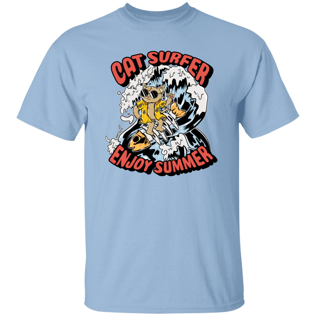 Cat Surfer Enjoy Summer, Surfing On The Beach, Summer Vacation Unisex T-Shirt