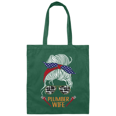 Messy Bun Lover American Girl Plumber Wife Sunglasses Canvas Tote Bag