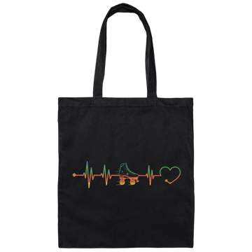 Retro Roller Skating Heartbeat Gift, Skating Lover Canvas Tote Bag