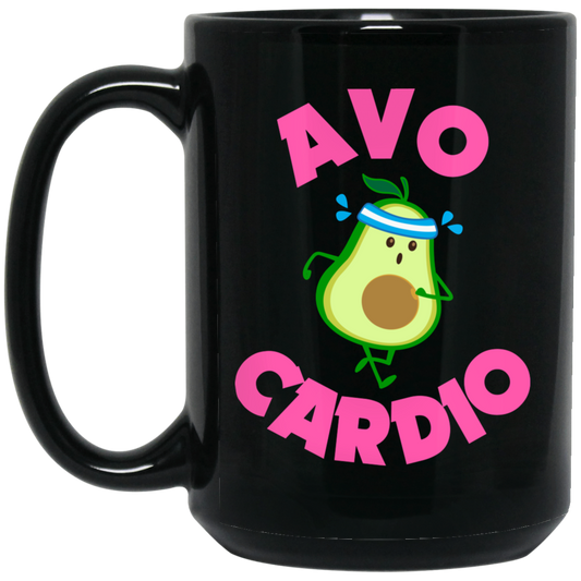 Avo-cardio, Avocado, Funny Avocado, Pink Avocado Do Cardio Black Mug