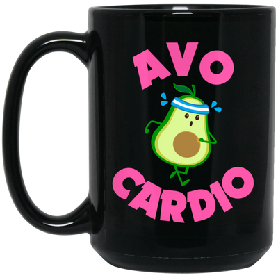 Avo-cardio, Avocado, Funny Avocado, Pink Avocado Do Cardio Black Mug