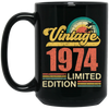 Hawaii 1974 Gift, Vintage 1974 Limited Gift, Retro 1974, Tropical Style Black Mug