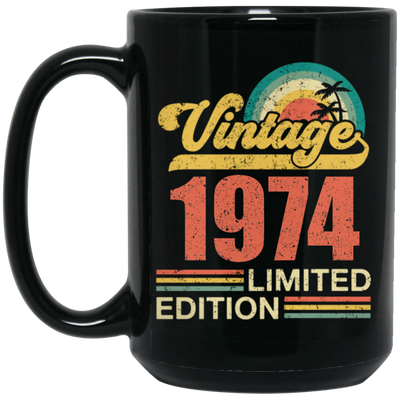 Hawaii 1974 Gift, Vintage 1974 Limited Gift, Retro 1974, Tropical Style Black Mug