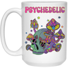 Psychedelic, Magic Mushroom, Mushroom And Skull Psycho White Mug