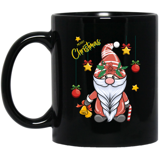 Gnome Christmas, Cute Gnome, Cute Xmas, Xmas Bauble, Merry Christmas, Trendy Christmas Black Mug