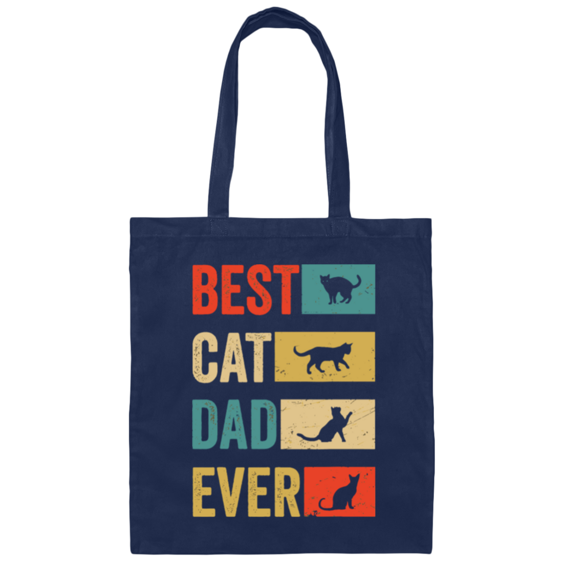 Retro Best Cat Dad Ever Cat Lovers Cat Dad Canvas Tote Bag