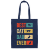 Retro Best Cat Dad Ever Cat Lovers Cat Dad Canvas Tote Bag