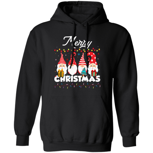 Gnome Xmas, Set Of Gnome, Cute Gnome, Xmas Lights, Merry Christmas, Trendy Christmas Pullover Hoodie