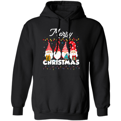 Gnome Xmas, Set Of Gnome, Cute Gnome, Xmas Lights, Merry Christmas, Trendy Christmas Pullover Hoodie