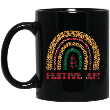 Merry Christmas, Retro Christmas, Leopard Christmas Black Mug