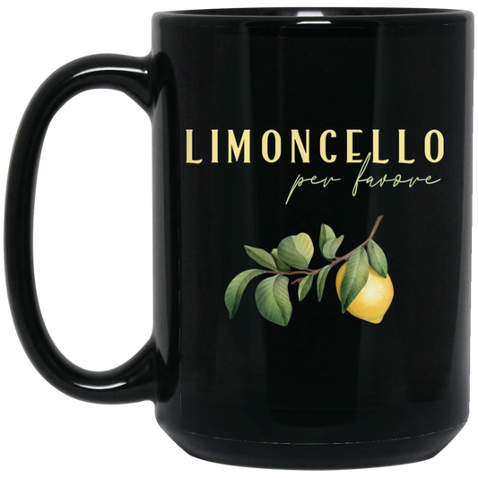 Limoncello Per Favore, Pimoncello Watercolor Black Mug