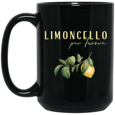 Limoncello Per Favore, Pimoncello Watercolor Black Mug