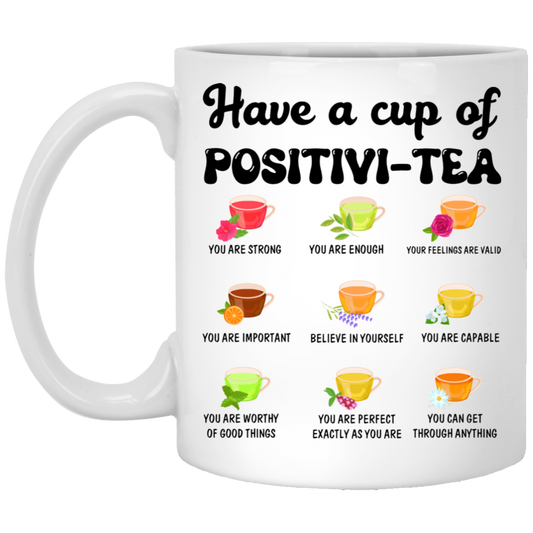 Have A Cup Of Positivi-Tea, Nine Of Tea Cup White Mug