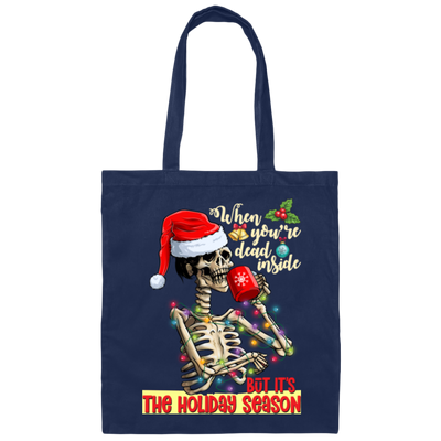 Skeleton When You're Dead Inside, Christmas Lights Canvas Tote Bag
