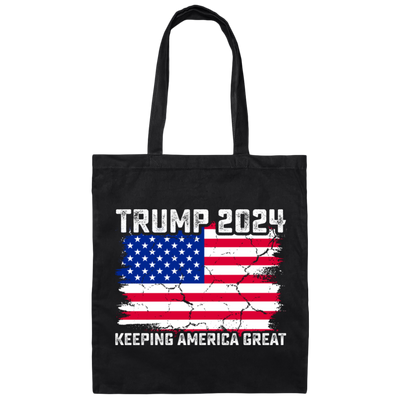 Trump 2024 Keeping America Great, Love Trump, Love America Flag Canvas Tote Bag