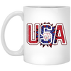 USA Flag, American Sunflower, Retro American Flower White Mug